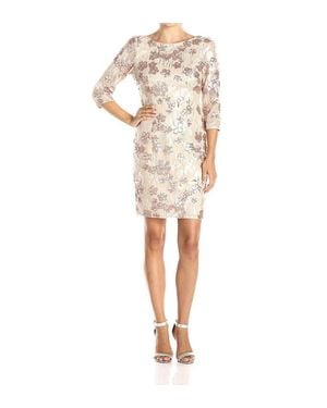 Aidan Mattox Embroidered Sequin Dress - Natural