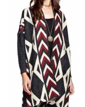 Geegee Long Geometric Cardigan - Black