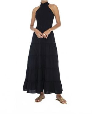 Phie Collective Brushed Cotton Maxi Halter Dress - Blue