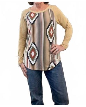 Blank NYC Long Sleeve Aztec Print Top - Blue