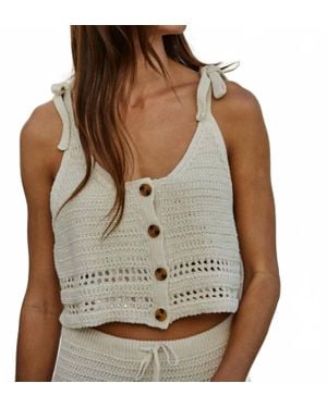 By Together Knit Sweater Cotton Crochet Crop Top - White