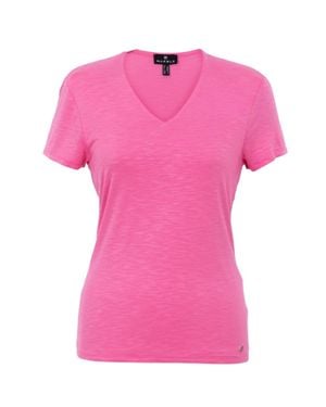 Marble Double Layer V-Neck Top - Pink