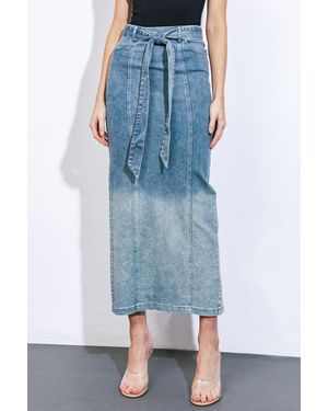 TRUEDAMES The Grass Is Greener Denim Midi Skirt - Blue