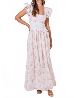 Baevely By Wellmade Florence Floral Scallop Lace Maxi Dress - Purple