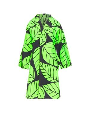 Comme des Garçons Comme Des Garcons Leaf Print 2D Oversized Structured Canvas Coat - Green
