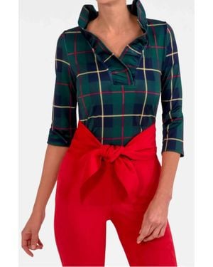 Gretchen Scott Stand Up Ruffle Neck Top - Red