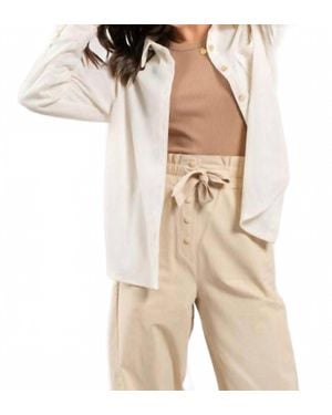 Blu Pepper Corduroy Button Up Shacket - Natural