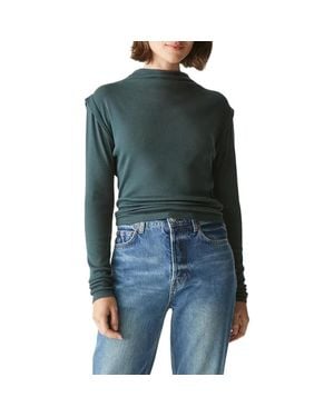 Michael Stars Denise Top Slim Fit Long Sleeve Mock Neck Gbo760 - Green