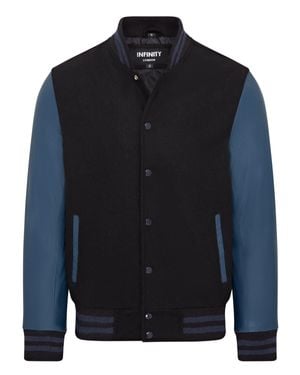 Infinity Leather Letterman Baseball Wool Leather Varsity Bomber Jacket - Red