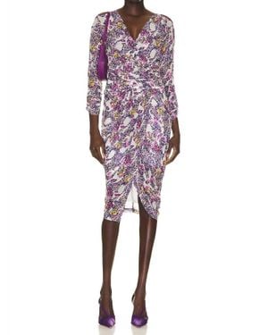 IRO Jarida Mixed-Print Pleated Viscose Dress - Purple