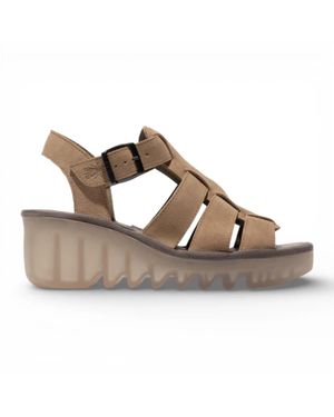 Fly London Suede Leather Wedge Sandals Everyday Comfort Leather Wedges - Brown