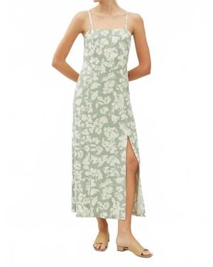 Be Cool Floral Maxi Linen Dress - Green