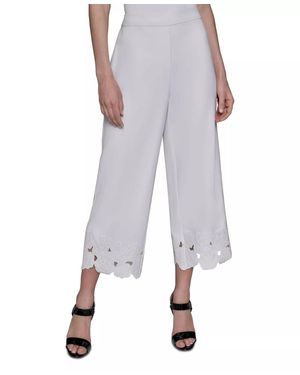 KARL LAGERFELD Floral-Hem Pull-On Pants - Gray
