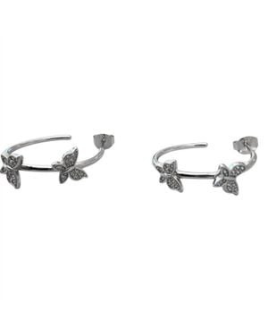 Debbie Katz Hoops Earrings With Butterflies - Metallic