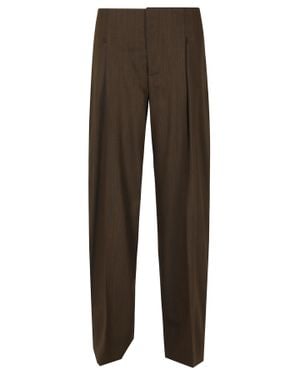 Alberta Ferretti Tailored Side Zip Viscose-Blend Straight-Leg Pants - Brown