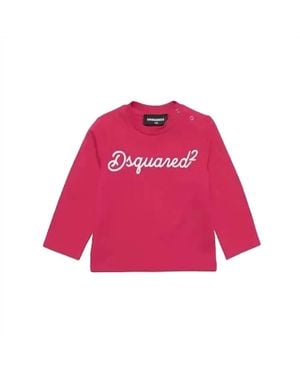 DSquared² Kids Long Sleeve Logo T-Shirt - Pink