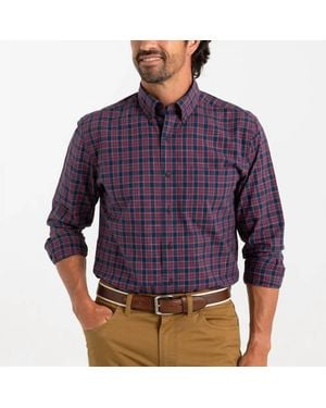 Duck Head Akins Long Sleeve Cotton Slub Plaid Shirt - Purple