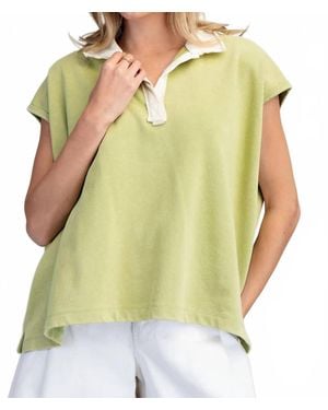 Eesome Tricia Terry Collared Top - Yellow