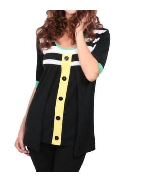 Angel Button-Accent Citrus Twist Top - Black