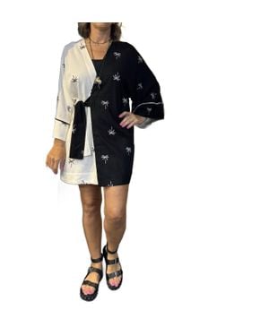 dress to Kimono Palm Short Dress - Blue