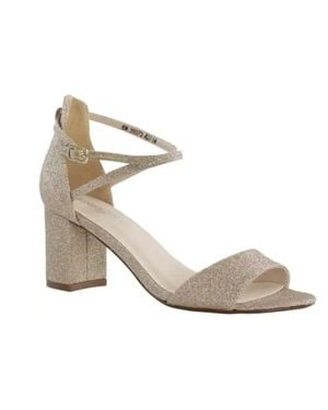 Touch Ups Jackie Sandals Champagne Ankle Strap Block Heel Zap1613 - Metallic