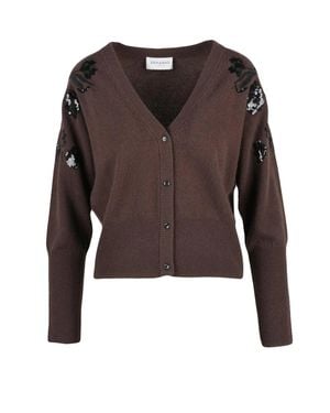 ERMANNO FIRENZE Embroidered Polyamide-Blend Cardigan - Brown
