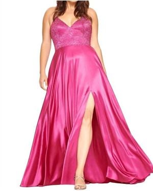 Faviana Charmeuse Embroidered Gown - Pink