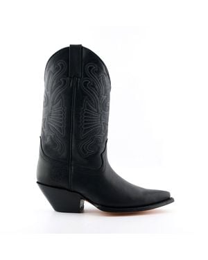 Grinders Leather Western Cowboy Boots-Buffalo - Black