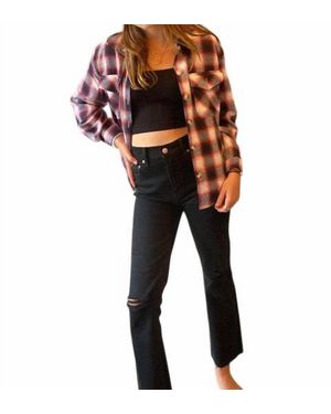 KatieJnyc Kids Plaid Button Down Shaket - Black