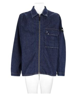 Stone Island Dark Front Zipper Denim Jacket - Blue