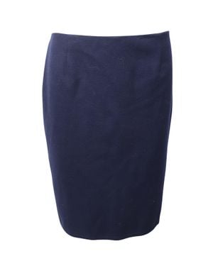 Carolina Herrera Wool Pencil Midi Skirt - Blue