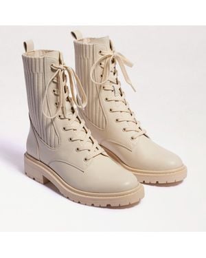 Sam Edelman Lydell Ivory Leather Round Toe Combat Boots Jobb271 - Natural