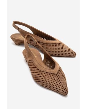 Forever & Always Shoes Lieve Leather Slingback Pump - Brown