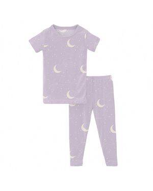 KICKEE Girl's Short Sleeve Pajama Set - Purple