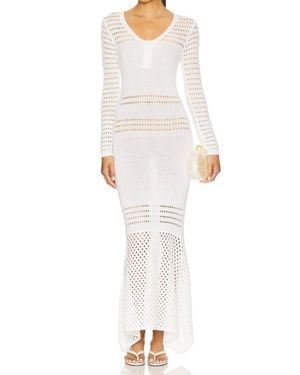 Matthew Bruch Striped Mesh Handkerchief Midi Dress - White