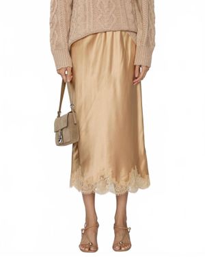 LoveShackFancy Malina Midi Skirt - Natural