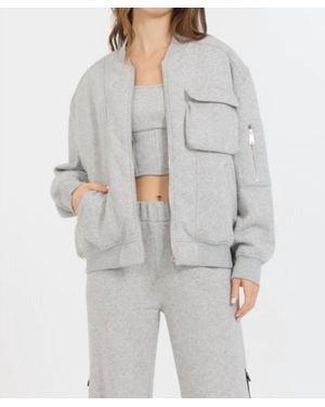 Vintage Havana Contrast Zipper Bomber - Gray