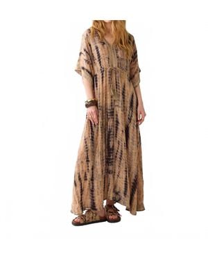 Summum Tie Dye Maxi Kaftan Dress - Brown