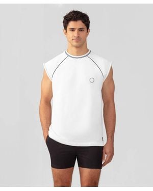 Ron Dorff Organic Cotton Sleeveless Sweatshirt With Piping - White
