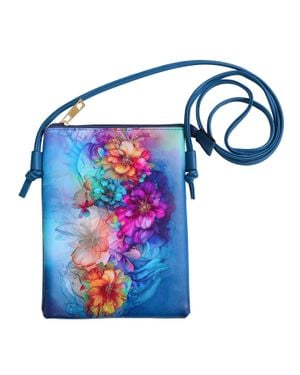 Shine Mark Accessories Midnight Bloom Crossbody Cell Phone Bag - Blue