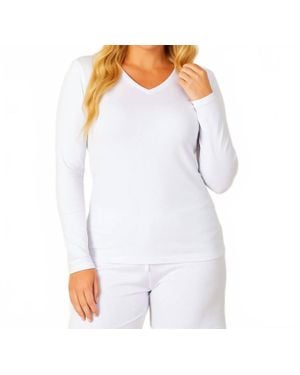 French Kyss Long Sleeve V-Neck Top - White