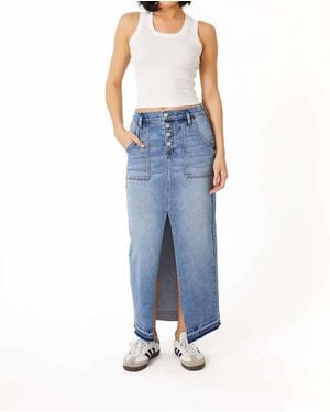 Level 99 Carol Exposed Button Maxi Skirt - Blue