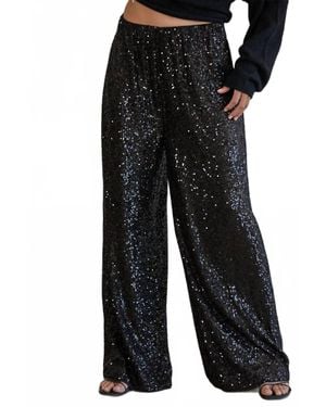 By Together Flashback Sequin Wide Leg Pants - Black