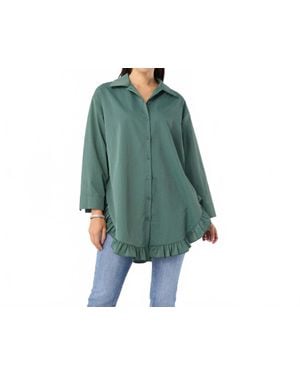 Coco + Carmen Dominique Tunic Top With Ruffle Bottom - Green