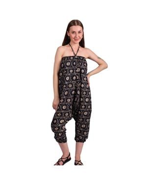 TRUEDAMES Boho Harem Pants Trendy Beach Yoga Casual Lounge Wear - Black
