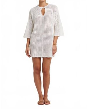Peony Pointelle Oversized Mini Dress - White
