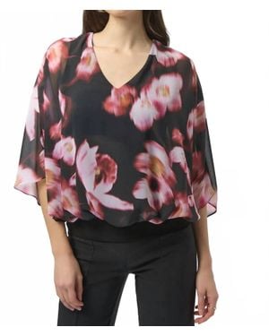 Joseph Ribkoff Floral Print Boxy Top - Red