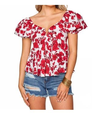 BuddyLove Houston Puff Sleeve Top - Red