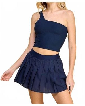 TCEC Asymmetrical Keyhole Detail Athleisure Top - Blue