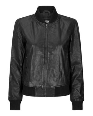 TruClothing Varsity Leather Bomber Jacket Casual Vintage - Black